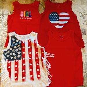 ❤️Set of 4 Red/Patriotic tank tops❤️